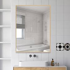 What are the shipping options for glass warehouse vanity mirrors? Neu Type Medium Rectangle Gold Shelves Drawers Modern Mirror 37 8 In H X 26 In W Jj00388zze The Home Depot Simple Bathroom Bathroom Vanity Mirror Bathroom Mirror