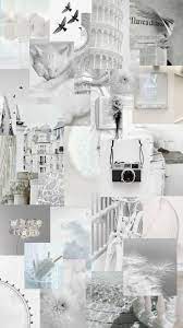 White Aesthetic Wallpaper Ponsel Kolase Dinding Bidang Warna
