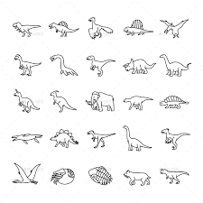 Prehistoric Animals Outlines Vector Icons Dinosaur Tattoos Animal Outline Friend Tattoos
