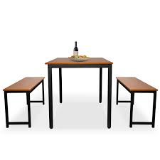 Learn where to get them and how to mixing an eclectic array of chairs with a bench in the dining room is a great way to create not only will it make the space look more put together, but it also makes your life easier, providing you with a. Enyopro Dining Table With 2 Bench Space Saving Dining Table Set Modern Soho Dining Set With Metal Frame Farmhouse Style Dining Room Furniture Set For 6 Persons Easy Assembly For Kitchen B1190