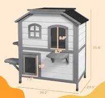 PawHut 2-story Cat House Outdoor, Weatherproof Wooden Cat Enclosure for  Feral Cats with Escape Door, Openable Roof, Jumping Platforms, White