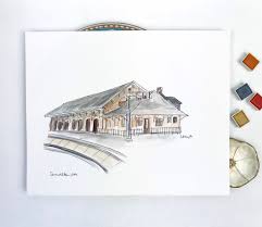 Personalized Home Gallery Wall Art Print Historic Train Depot Carrollton Georgia University Of West Georgia Art Original Watercolor And With Images Art Gallery Wall Wall Art Prints Personalized Gallery Wall