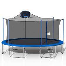 Fit werden und gesund bleiben auf die sanfte art. 16 Ft Trampoline With Basketball Hoop Basketball Trampoline Combo For Kids Adults With Safety Enclosure Net Waterproof Mat And Ladder Outdoor Backyard Fitness Trampoline Walmart Com Walmart Com