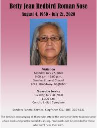 In Loving Memory of Betty Jean Redbird Roman Nose Aug. 4, 1950