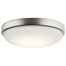 Kichler Ceiling Space 11 5 In Brushed Nickel Integrated Led Flush Mount Ceiling Light With White Acrylic Diffuser 10763niled The Home Depot