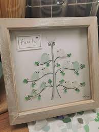 Family Tree Seaglass Art Sea Glass Crafts Beach Glass Crafts Pebble Art Family Tree