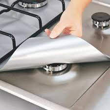 4pcs Reusable Aluminum Foil Gas Stove Protectors Cover Liner Reusable Non Stick Silicone Safe Dishwasher Yes Stove Burner Covers Stove Top Burners Stove Cover