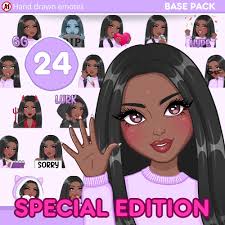Black Girl Emotes Pack 24pcs for Twitch, Discord, Youtube and Any Stream  and Chat [female JAMILA: Black Hair