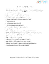 Ronald reagan was a waiter during high school. Funny True Or False Questions And Answers Pdf Fill Online Printable Fillable Blank Pdffiller