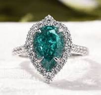 Paraiba Tourmaline Halo Pear Cut Sterling Silver Engagement Ring