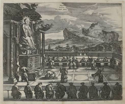 Afgod SEKIA. The Idoll Sekia. by [Nieuhof, Joan]. - Temple with Buddha Shijiamouni. | Antiquariat INLIBRIS Gilhofer Nfg. GmbH