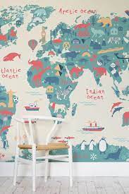Explorer Kids World Map Wallpaper Mural Hovia Uk Playroom Design Kid Room Decor Kids Playroom