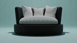 Round Sofa With Pillows 3d Model Obj Fbx Blend Spp