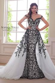 Sophia Tolli Obsidian Black White Wedding Dress Black Lace Wedding Dress Form Fitting Wedding Dress