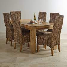 Mantis Light Natural Solid Mango Dining Set 5ft Table With 6 Grass Chairs Dining Table 6 Seater Dining Table Oak Furniture Land