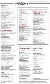 Carrabba S Menu Prices Meal Items Details Cost Italian Grill Menu Grilled Salmon