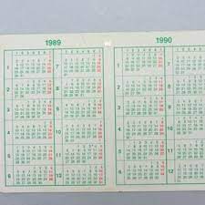 Yearly calendar showing months for the year 1989. Original Rolex Kalender 1989 1990 M935 Watchcharts