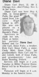 Diane Lee Davi Carl (1958-1990)