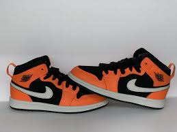 Black And Orange Air Jordan 1 Mid Nike Air Jordan 1 Mid Pre School 640734 062 Black Cone Light Bone Cone Sz 13c Fashion Clothing Shoes Accesso Jordan 1 Mid Air Jordans Air Jordans Retro