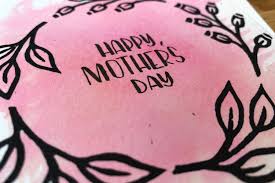 Mother's Day Linocut Watercolour Greeting Card