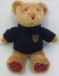 2008 Ralph Lauren Plush Polo Teddy Bear Navy Sweater Plaid Crest Stuffed Plush Teddy Bear Teddy Bear Plush Bear Plush