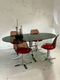 Vintage metal kitchen table set. Vintage Metal Glass And Plexiglass Dining Table Chairs Set Set Of 5 For Sale At Pamono