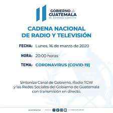 Последние твиты от cadena nacional (@cadena_nacional). Alejandro Giammattei Auf Twitter A Las 20 00 Horas Habra Cadena Nacional Le Pido A Toda La Poblacion Estar Al Pendiente Juntossaldremosadelante Unidoscontraelcoronavirus Https T Co 7jwk5f3vdr