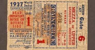 1937 World Series Ticket Stub Game 1 New York Yankees Vs New York Giants World Series Tickets World Series New York Giants