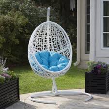 Belham Living Resin Wicker Blanca Hanging Egg Chair With Cushion Color Option And Stand Hanging Egg Chair Egg Swing Chair Swinging Chair