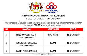 Iklan kerja kosong kerajaan & jawatan kosong terkini kerajaan, spa & swasta. Permohonan Jawatan Kosong Felcra Julai Ogos 2019 Dibuka