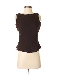 Details About Nwt Anne Klein Women Brown Sleeveless Silk Top 2 Petite