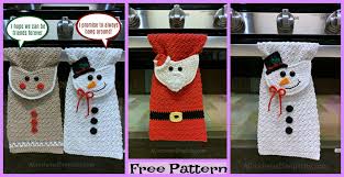 The free crochet pattern is provided below including the size, materials, and notes. Snowman Winter Christmas Hanging Kitchen Towel Crochet Hanging Top Many Designs Very Cute Dishcloths Kitchen Towels Tea Towels Biso No