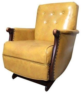 Pre-owned 1940s Yellow Vintage Leather Platform Rocker Chair - Transitional - Armchairs And Accent Chairs | Houzz