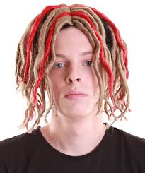 Ombre mix classic dreadlocks with braids ( brown to blonde , ash to blonde , black to white ) synthetic dreads double single ended. Lil Pump Dreadlock Wig Red Blonde Cosplay Halloween Wig Hpo