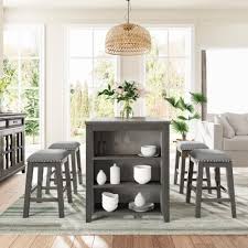 You might also like this photos. Topmax 5 Pieces Dining Table Set With 4 Stools Gray