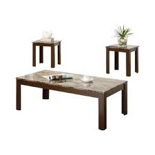 Neoclassical coffee giltwood coffee table with marble type and guilloche molding. Faux Marble Top Brown Coffee Table 2 End Tables Aptdeco