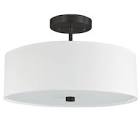 Everly 3 Light Incandescent Matte Black Semi-Flushmount Fixture with White Shade 571-143SF-MB-WH Dainolite