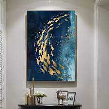 Golden Fish In The Ocean Pittura Su Tela Quadri Astratti Dipingere Idee