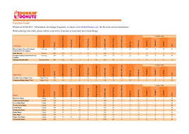 Printable Nutrition Guide Dunkin Donuts