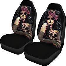 Sugar Skulls Car Seat Covers Pair 2 Front Seat Covers Car Seat Covers Seat Cover For Car Car Seat Protector Boh Car Seats Carseat Cover Car Seat Protector