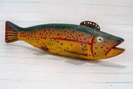 Popular Items For Fish Decoys On Etsy Folk Art Fish Fish Painting Fish Wood Carving