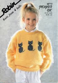 Childrens Mohair Cat Motif Sweater Knitting Pattern Pdf Dk Childs Cat Jumper Vintage 24 32inch Mohair Dk Ligh Cat Motif Baby Knitting Sweater Knitting Patterns