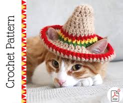 If you want to crochet a pretty and elegant sun hat, this free bucket hat crochet pattern is just a perfect one for you. Cat Sombrero Crochet Pattern Crochet Instructions For Pet Etsy