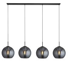 Top selected products and reviews. 4 Light Matt Black Bar Ceiling Pendant Round Smokey Glass Shades