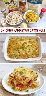 Chicken Parmesan Casserole With Pasta Quick Easy Dinner Recipe Recipe Rotisserie Chicken Recipes Leftover Chicken Dinner Recipes Dinner Recipes Easy Quick