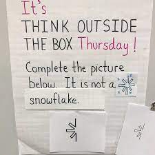 It S Thursday Which Is Thinking Outside The Box And I Do Not Think For A Minute That My Child Science Elementary Thinking Outside The Box Morning Activities Teaching