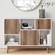 See more related results forsmall storage cabinet. Ellipse White Storage With Display Shelves And Brown Cabinet Doors Nathan James