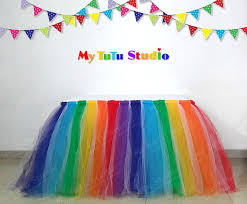 Rainbow Tulle Table Tutu Skirt For Wedding Birthday Kids Party Quinceanera Graduation Tsm03006 Tulle Table Craft Patterns Wedding Dessert Table