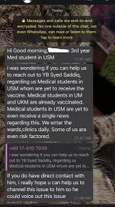 Check spelling or type a new query. Asyraf On Twitter Hi Yb Khairykj Saya Asyraf Dari Mudawilayah Terdapat Soalan Yang Dibangkitkan Oleh Mahasiswa Yang Mengatakan Rakan Rakan Pelajar Perubatan Di Um Ukm Telah Mendapat Vaksin Tetapi