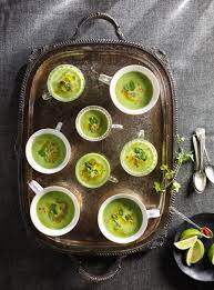 Cream Of Pea Soup With Pesto Oil Ricardo Recipe Pesto Soup Savoury Food